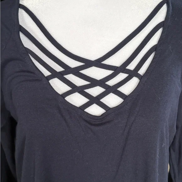 Zenana Premium Navy Blue Crisscross Neck Tunic - Picture 3 of 5